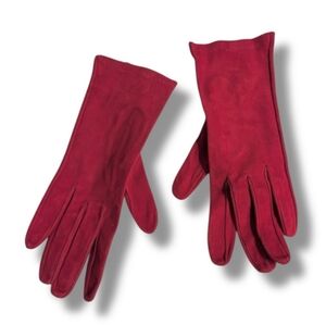 SHALIMAR Designed by Christian Dior Red Suede Short Gloves VINTAGE